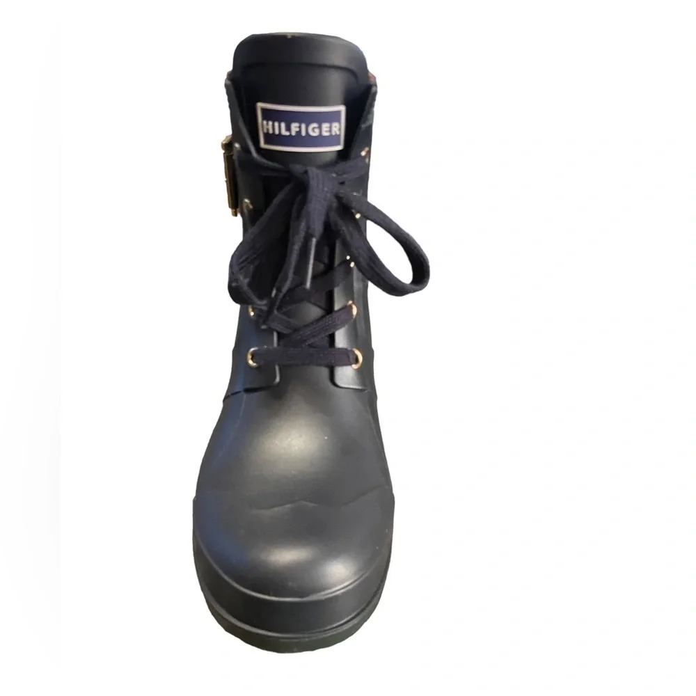 Nwot Tommy Hilfinger Navy  Designer Rain Boots - Picture 5 of 5